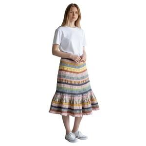 ANTHROPOLOGIE ODILLE Women’s Boho Mixed Media Lace Trim Flounce Skirt